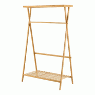 Helloshop26 - Portant à vêtements portemanteau porte-vêtements penderie dressing ouvert bambou 140 x 90 x 45 cm naturel 03_0010285 - 3000225144470