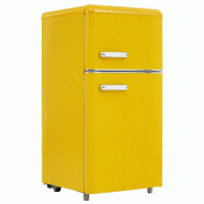 Merax mini réfrigérateur rétro avec congélateur, 72 L, 2 portes, compact pour studio, bureau et minibar, LED, 120 kWh/an, jaune - jaune ES314740GAA_0