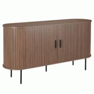 Oviala Business Buffet 2 portes en mélaminé et acier 140 cm noyer - marron Bois massif 113629