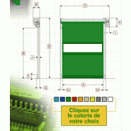 Porte rapide E.R.B. - souple à enroulement en plastique pour utilisation extérieure - structure autoportante en acier laqué ou inox - vitesse réglable jusqu'à 1 m/s_1