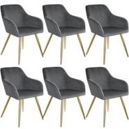 Tectake 6 Chaises MARILYN Effet Velours Style Scandinave - gris foncé/or -404012 - gris plastique 404012 Tectake 6 Chaises MARILYN Effet Velours Style Scandinave - gris foncé/or -404012 - gris plastique 404012