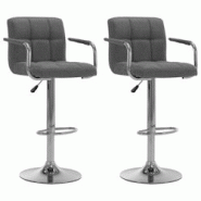 VidaXL Chaises De Bar Lot De 2 Gris Clair Tissu - gris 283419 VidaXL Chaises De Bar Lot De 2 Gris Clair Tissu - gris 283419