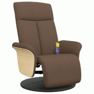 VidaXL Fauteuil inclinable de massage avec repose-pieds marron tissu  Modèle Levoriax - 356536