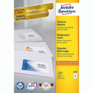 AVERY 1400 étiquettes multi-usages blanches, format 105 x 41 mm (100 feuilles A4 / cdt - 4008705034777