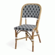Bistromania Chaise de terrasse CARDINET - Rotin - Noir et blanc - TE030 Bistromania Chaise de terrasse CARDINET - Rotin - Noir et blanc - TE030