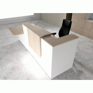 Comptoir d'accueil bi-colore avec PMR Delta et réhausse - 242, Gauche, Blanc, Non, Acacia clair_1