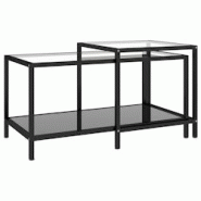 Décoshop26 - Lot de 2 tables basse de salon tables d'appoint en verre trempé noir et acier DEC032746 - 3000259129580 Décoshop26 - Lot de 2 tables basse de salon tables d'appoint en verre trempé noir et acier DEC032746 - 3000259129580