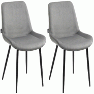 Décoshop26 - Set de 2 chaises de salle à manger design moderne assise en velours gris et pieds en métal noir 10_0001638 - gris métal 3000250590891
