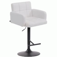 Décoshop26 - Tabouret de bar avec accoudoirs et dossier confortable en synthétique blanc pieds noir mat TDB10472 - blanc 3000451869604