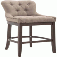 Décoshop26 - Tabouret de bar x1 assise en tissu taupe rembourré et piètement bois H 109 cm 10_0005061 - Bois massif 3000267087339