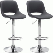 Décoshop26 - Tabourets de bar chaises haute x2 avec repose-pieds en PVC noir piètement métallique chromé 10_0004062 - noir métal 3000251912739