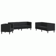 Ensemble de canapé Chesterfield 3 pcs noir similicuir Modèle Fervélis - 8721012289581