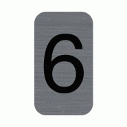 Exacompta - Réf. 67186E - 1 Plaque adhésive imitation Aluminium Chiffre 6 - Dimensions  2,5x4,4 cm - Gris - gris aluminium 67186E