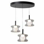 Fabas Luce Suspension Frua Ø450 Mm Grise, Led 21W 2550Lm, Sélecteur De Température 2700K-3000K-4000K, Métal Et Verre Borosilicate, Ip20, Luminaire