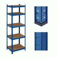 Helloshop26 - Étagère à charges lourdes modulable rangement garage 180 x 60 x 45 cm en acier bleu 13_0014772 - bleu Bois manufacturé 3000247547785
