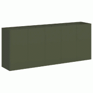 Helloshop26 - Jardinière moderne extérieure 200 x 40 x 80 cm profonde avec fond ouvert en acier laminé à froid vert olive 02_0051514 - vert acier