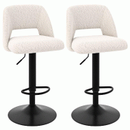 Helloshop26 - Lot de 2 tabourets de bar pivotants réglables 47 x 46 x 91-111 cm confort optimal et support ergonomique en tissu 20_0019074 - 30002327