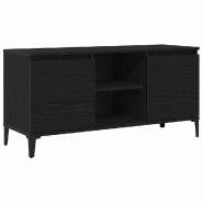 Helloshop26 - Meuble TV rectangulaire moderne avec rangement pratique 102 x 35 x 50 cm en bois d'ingénierie noir 02_0051899 - noir Bois massif 300023