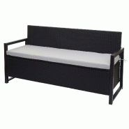 Mendler Poly-Rattan Banc 3 places HWC-F39, Banc de jardin Banc coffre, rangement Coussin d'assise ~ anthracite, Coussin gris - gris plastique 76584+76