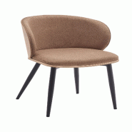 Mobiliara Lot de 2 Chaises Elodie Taupe – Assise Mousse Haute Densité et Chene, Piètement Acier Époxy Dublin, Design Contemporain - marron polyes