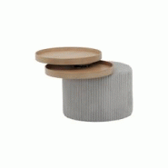 SalesFever Table d'appoint ronde | plateaux de table rotatifs | Couverture en tissu texturé | Bois MDF | L 50 x P 50 x H 45 cm | gris clair - gris mu SalesFever Table d'appoint ronde | plateaux de table rotatifs | Couverture en tissu texturé | Bois MDF | L 50 x P 50 x H 45 cm | gris clair - gris mu