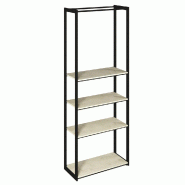 Structure Cage noir 90x40x240cm 4 tablettes érable