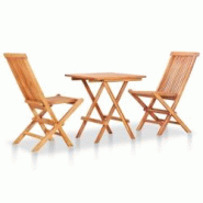 VidaXL Ensemble de bistro pliable 3 pcs Bois de teck solide - marron Bois massif 48997 VidaXL Ensemble de bistro pliable 3 pcs Bois de teck solide - marron Bois massif 48997