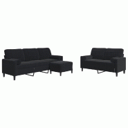 VidaXL Ensemble de canapés 3pcs et coussins et traversins noir velours Modèle Yoren - 3278426