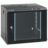 Armoire réseau murale 9U 53 x 40 x 45 cm avec serrure et panneaux amovibles style moderne en acier noir 02_0045827 - noir verre 3000233902352