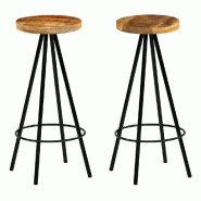 Chaises de bar lot de 2 bois de manguier solide Modèle Titan Advance Plus - doré 246238
