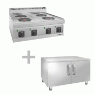 Cuisinière électrique - 8 kW - 4 plaques rondes - incl. Soubassement avec 2 portes  - Mario 600 | GGM -EHK66-E-UBK66-E