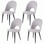 Décoshop26 - 4x chaises de salle à manger cuisine en tissu / textile gris pieds métal 04_0000578 - gris 3000041732691 Décoshop26 - 4x chaises de salle à manger cuisine en tissu / textile gris pieds métal 04_0000578 - gris 3000041732691