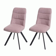 Décoshop26 - Lot de 2 chaises de salle à manger rotation à 90° dans les deux sens en velours rose structure en acier 04_0007360 - acier 3000262078103