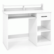 Helloshop26 - Bureau d'ordinateur compact 105 x 55 x 89 cm avec tiroir et 2 étagères style moderne pratique en panneaux de 20_0014876 - 3000228503441