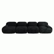 Merax canapé modulable en corde 4 places, canapé nuage sans cadre, près du sol avec assise profonde, doux et confortable, antidérapant, noir - noi