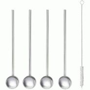 METALTEX Cuillère à cocktail Paille, set de 4 pièces - argenté inox M56274