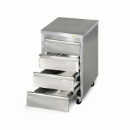 Meuble inox 4 tiroirs 500 x 600 mm sur roulettes / GOLDINOX - gris inox 3701770820689