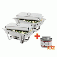 OFFRE SPÉCIALE : Set de 2 chafing dishs Milan GN 1/1 avec 72 capsules de combustible liquide