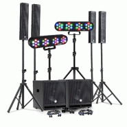 Pack sono dj complet 2400w BM SONIC, 4 enceintes, 2x mega sub 38cm usb/bluetooth, câbles, micros, 2 portiques eclairages led - 3666638034892