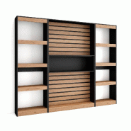 SKRAUT HOME Étagère Bibliothèque, 230x186x25cm, Salon Salle à manger Bureau, Salon, Bureau, Chêne et noir - beige Bois manufacturé 86_5