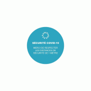 Sticker rond marquage au sol "Sécurité Covid-19" - Bleu