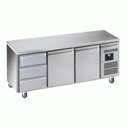 Table desserte positive adossée GN 1/1 profondeur 700 - 2 portes + 3 tiroirs | L2g - GN3130TN