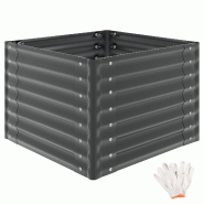TecTake GmbH tectake Plate-bande surélevée SALVIA galvanisée, différentes tailles 80 x 80 x 62 cm Gris - gris acier 406432
