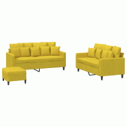 VidaXL Ensemble de canapés 3 pcs avec coussins Jaune Velours Modèle Sirius Signature - 3201716