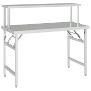 Vidaxl table de travail de cuisine avec étagère 120x60x115 cm inox 3155991