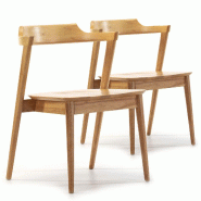 VS Venta-stock Pack 2 chaises Venus, Couleur Chêne, Bois Massif, 58 cm x 57,5 cm x 76 cm - jaune Bois massif I20045 VS Venta-stock Pack 2 chaises Venus, Couleur Chêne, Bois Massif, 58 cm x 57,5 cm x 76 cm - jaune Bois massif I20045
