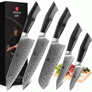 XinZuo - Set de Couteaux en Damas 5 pièces - Série B32 Feng - multicolore B32-A5