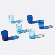 Zafferano Ensemble De 6 Verres Bicolores De La Collection Melting Pot En Verre Décoré - Bleu Et Aigue-Marine - Safran - multicolore 8051827979309
