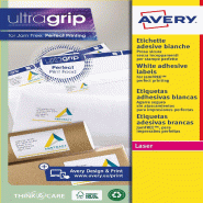 AVERY 150 étiquettes Laser blanches, format 99,1 x 57 mm (15 feuilles A4 / cdt) - blanc papier L7173-15
