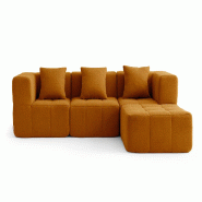 Canapé d'angle modulaire MILYSOFA SOFABULOUS 3 places avec méridienne Tissu fine bouclette Brun cannelle - MS-BULOUS-4-CB